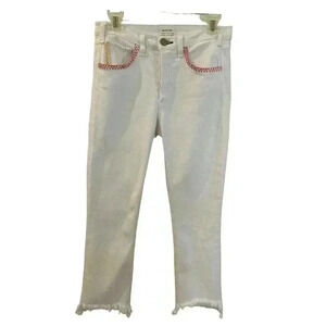 MCGUIRE White Denim Jeans with Embroidered Pockets Anthropologie Size 28